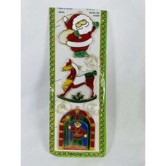 Vintage Christmas Suncatcher Resin Snowman Train Lantern Set of 3 New Old Stock - Picture 1 of 9